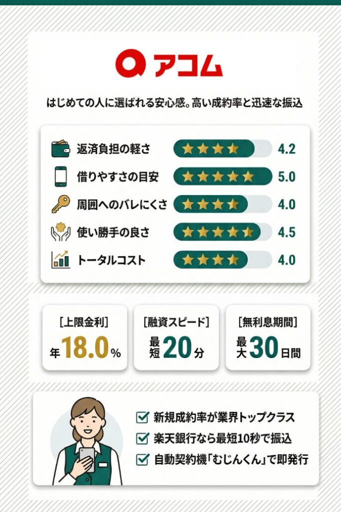 3位：アコム｜「はじめてのアコム」で知られる高い審査通過率を期待して選ぶ