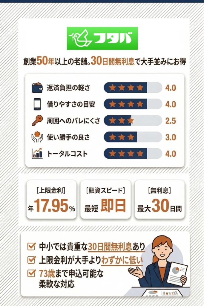 11位：キャッシングのフタバ｜30日間の無利息期間を利用して利息を節約する