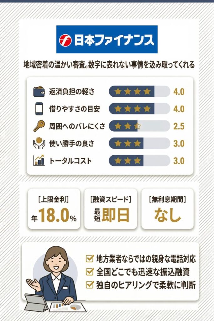 14位：日本ファイナンス｜山口県を拠点に地域密着型の柔軟な審査を受ける